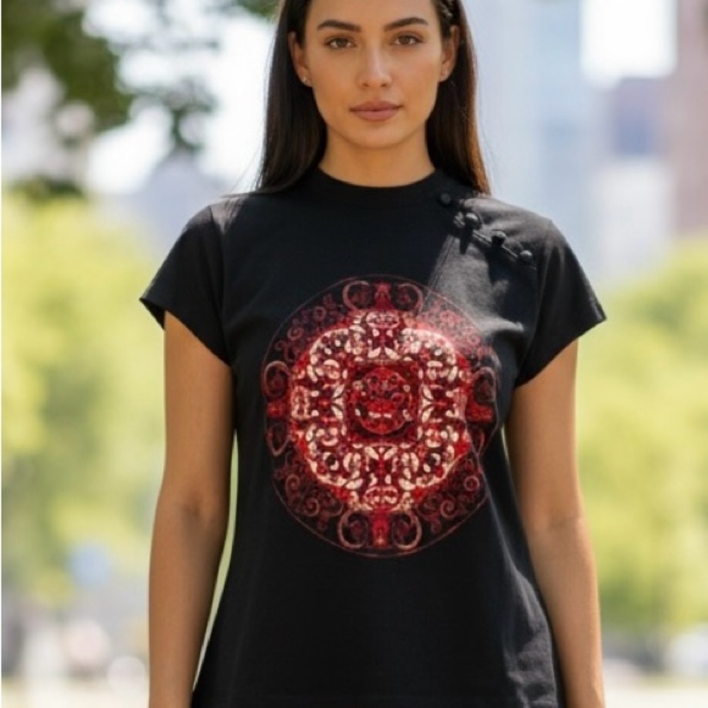 Jones Wear Black Tee with Red Graphic